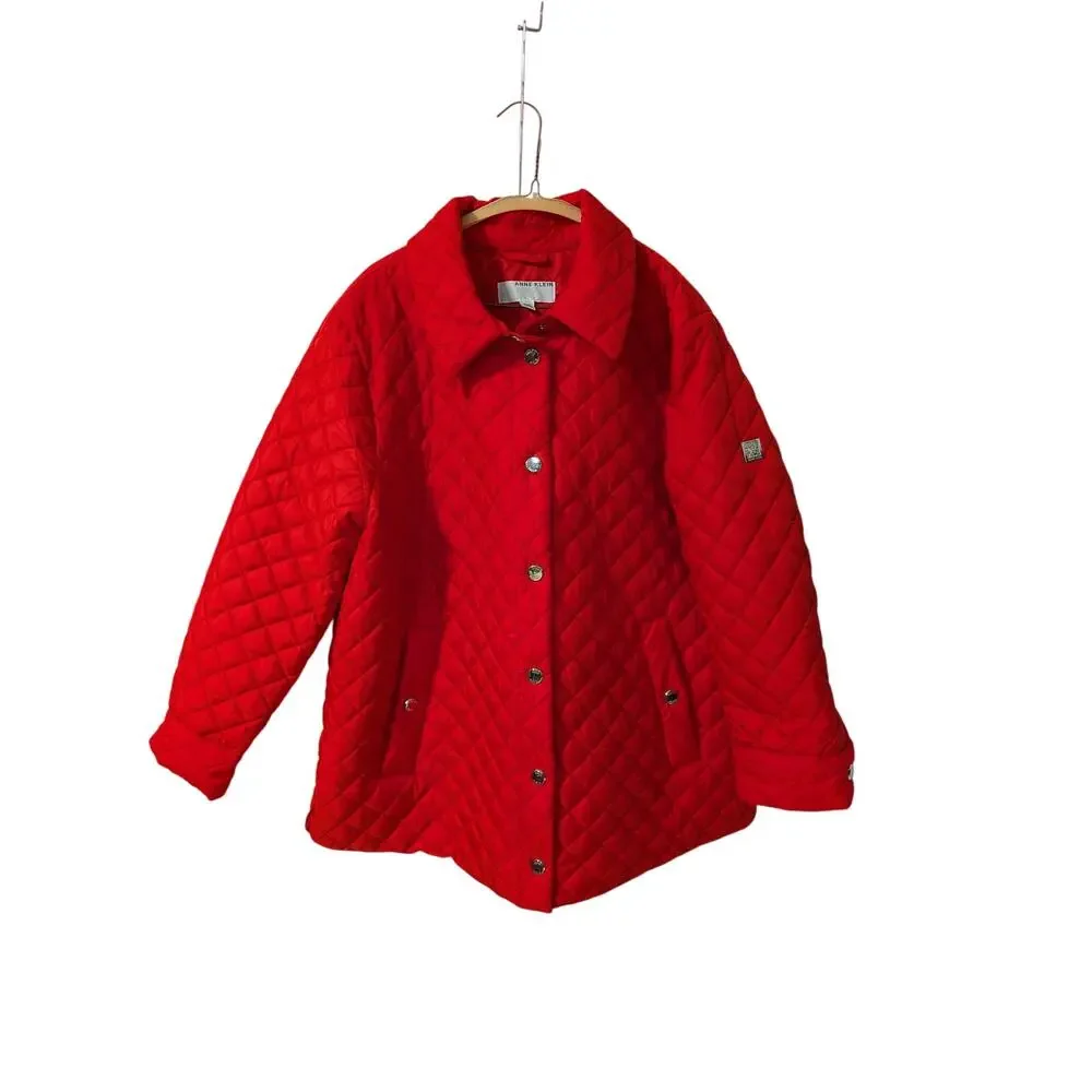 Anne Klein Ladies Midweight Quilted Jacket Metal Snap Front Closure